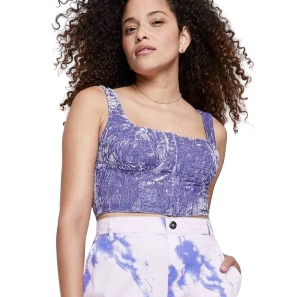 Wild Fable Purple Crushed Velvet Corset Tank Top Large